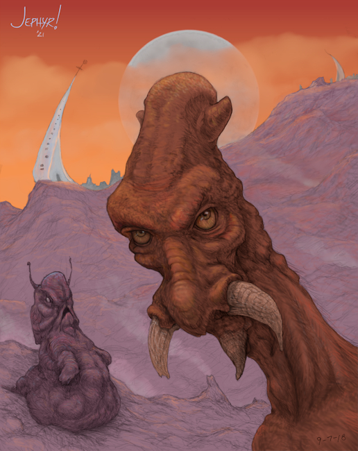 'Alien Photo Bomb' &mdash; Digital Painting - Copyright 2021 - Jephyr - All Rights Reserved